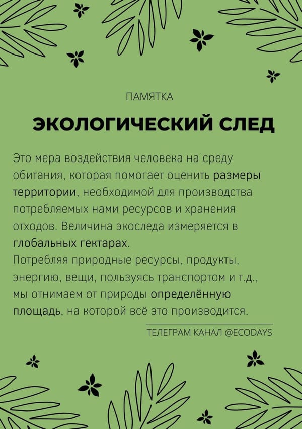 Экослед - это мера воздействия человека на среду обитания, которая помогает оценить…