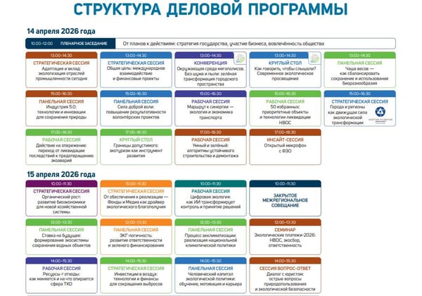 ✅Опубликована деловая программа XVII Международного форума «Экология» — 26 сессий…